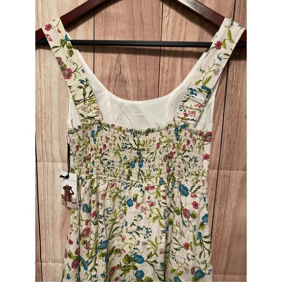 Sincerely Jules XS NWT Floral Summer Mini Dress Smocked Back linen blend - Picture 6 of 8